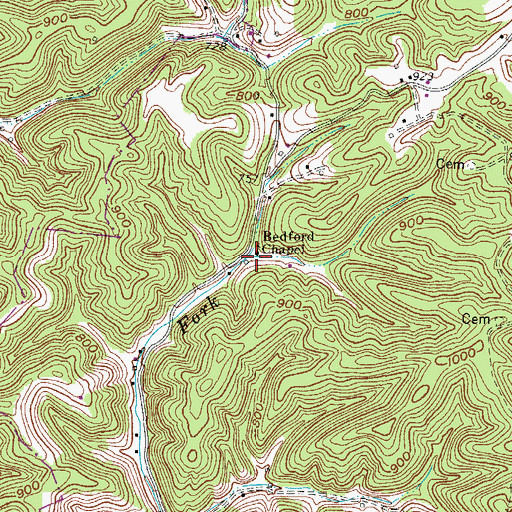 Topographic Map of Bedford Chapel, WV