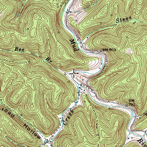 Topographic Map of Bee Branch, WV