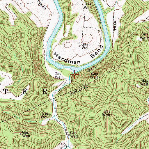 Topographic Map of Bee Creek, WV