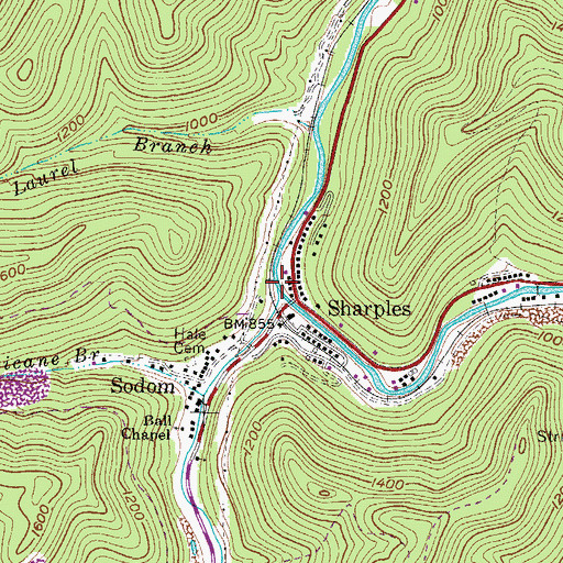 Topographic Map of Beech Creek, WV
