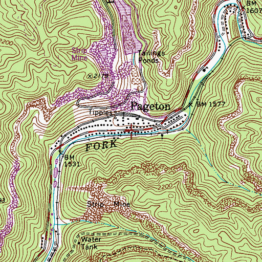 Topographic Map of Belcher Branch, WV