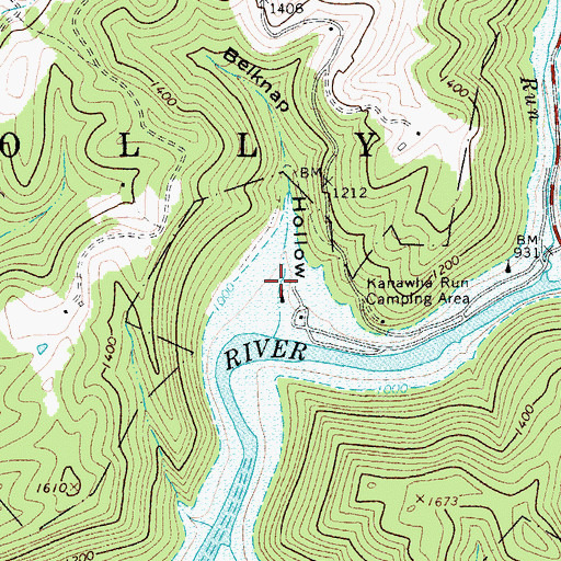 Topographic Map of Belknap Hollow, WV