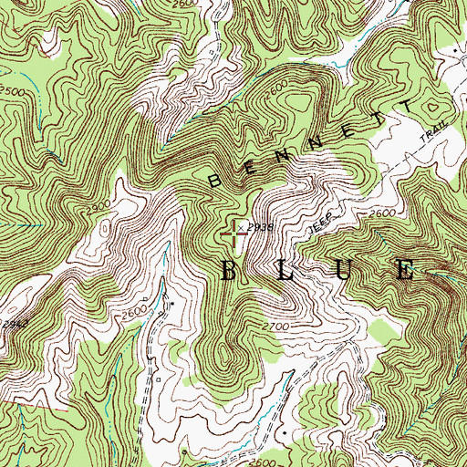 Topographic Map of Bennett Mountain, WV