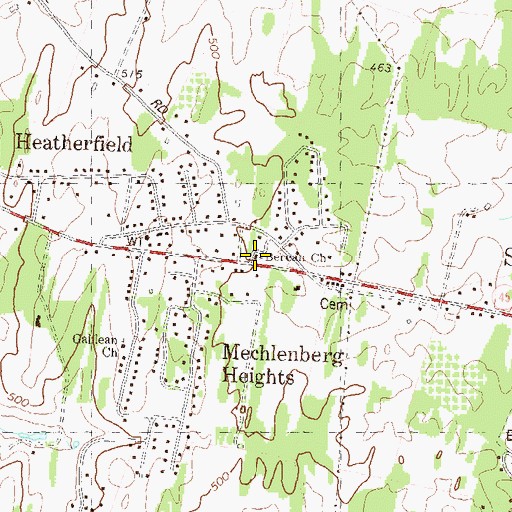 Topographic Map of Berean Church, WV