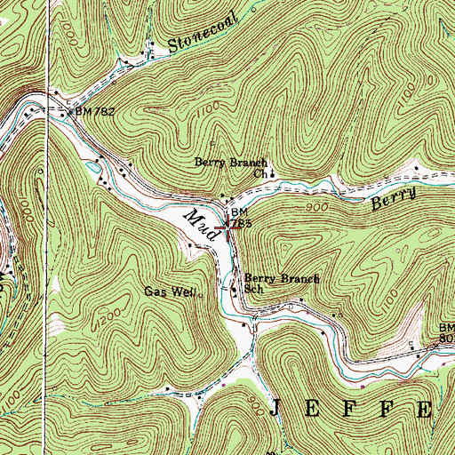 Topographic Map of Berry Branch, WV