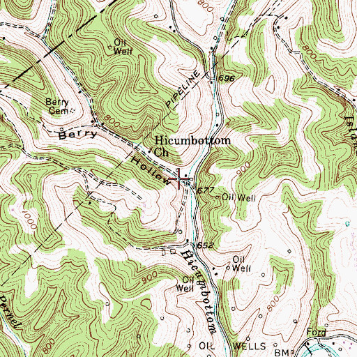 Topographic Map of Berry Hollow, WV