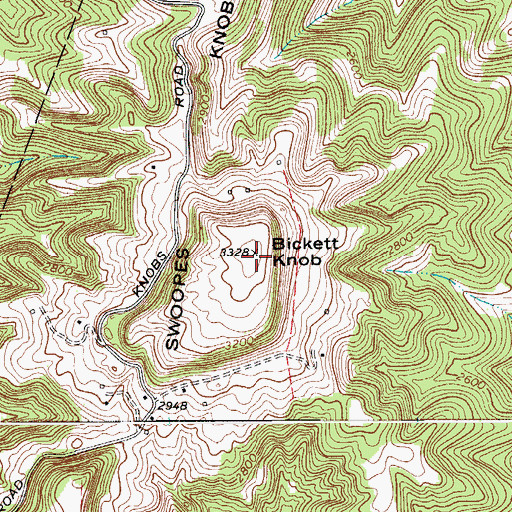 Topographic Map of Bickett Knob, WV