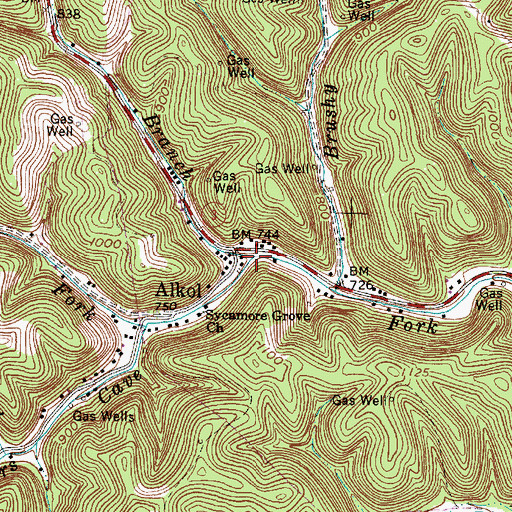 Topographic Map of Big Branch, WV