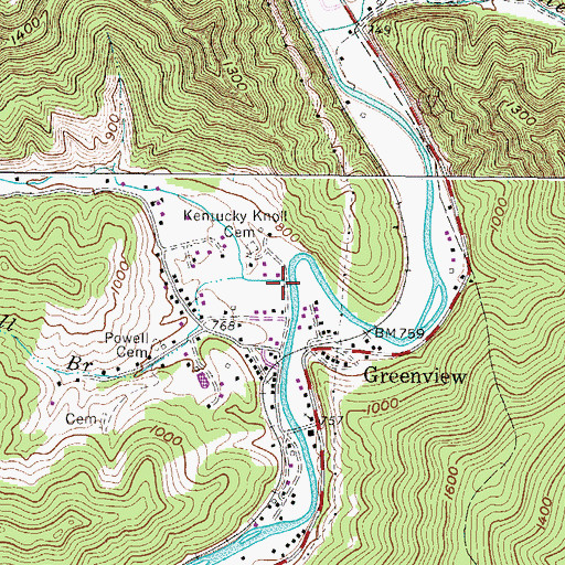 Topographic Map of Big Branch, WV