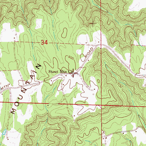 Topographic Map of Stout Mountain, AL