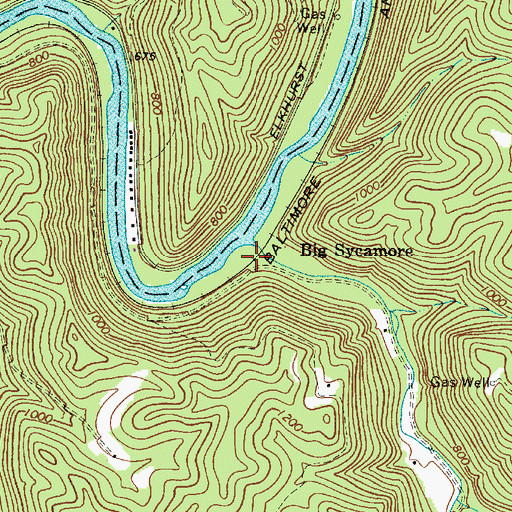 Topographic Map of Big Sycamore, WV