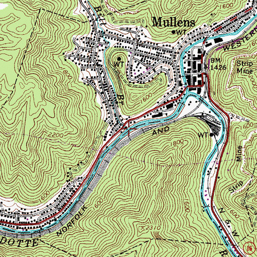 Topographic Map of Bill Branch, WV