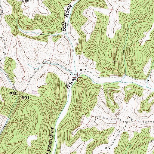 Topographic Map of Bill King Branch, WV