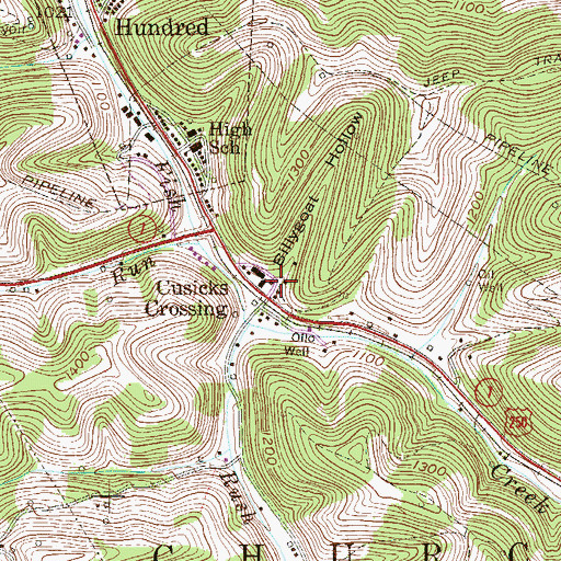 Topographic Map of Billygoat Hollow, WV