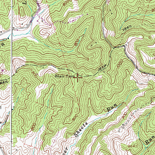 Topographic Map of Blair Cemetery, WV