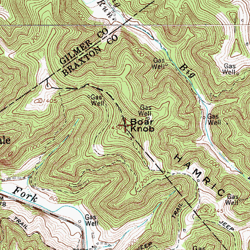 Topographic Map of Boar Knob, WV