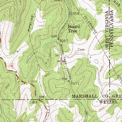 Topographic Map of Board Tree Tunnel, WV