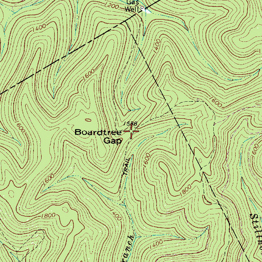 Topographic Map of Boardtree Gap, WV
