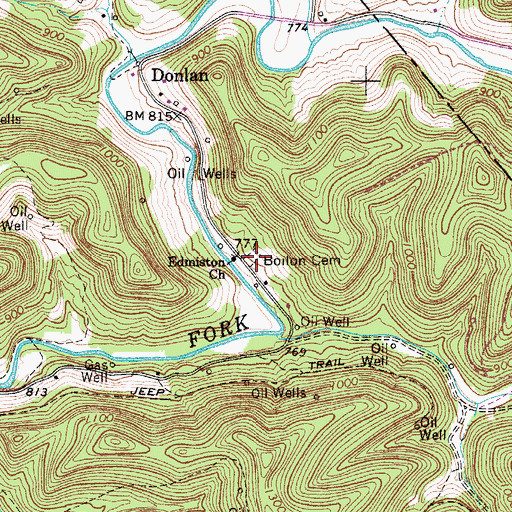 Topographic Map of Boilon Cemetery, WV