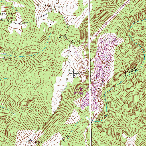 Topographic Map of Bolyard Cemetery, WV