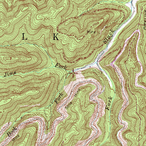 Topographic Map of Book Fork, WV