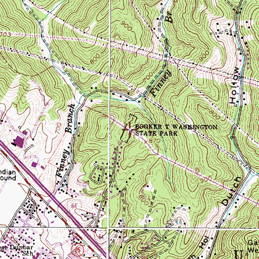 Topographic Map of Booker T Washington State Park (historical), WV