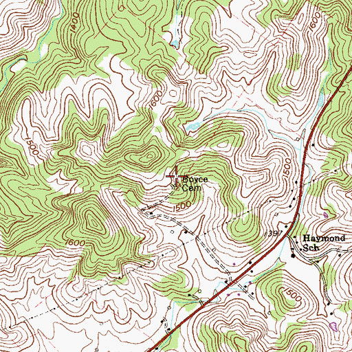 Topographic Map of Boyce Cemetery, WV