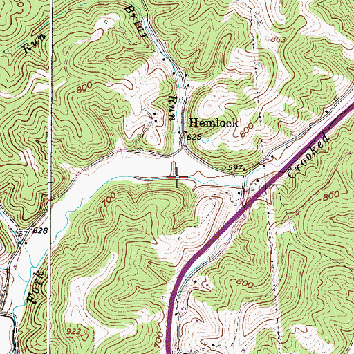 Topographic Map of Briar Run, WV