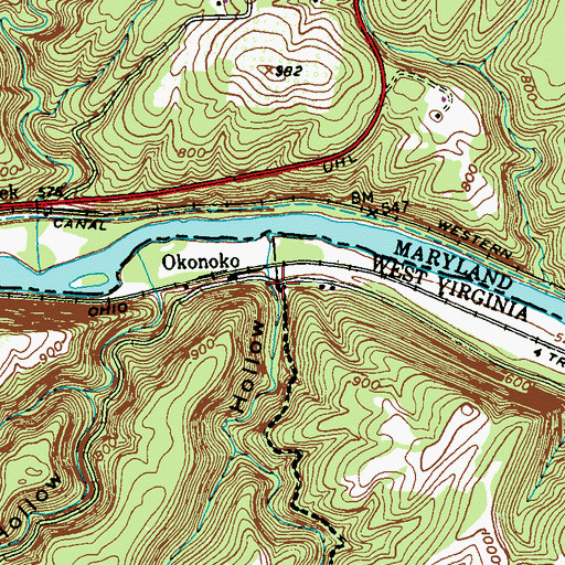 Topographic Map of Brights Hollow, WV