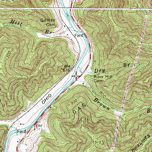Topographic Map of Brown Branch, WV
