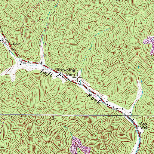 Topographic Map of Browning Cemetery, WV