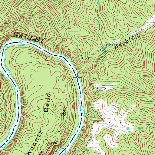 Topographic Map of Bucklick Branch, WV