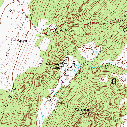 Topographic Map of Buffalo Gap Camp, WV
