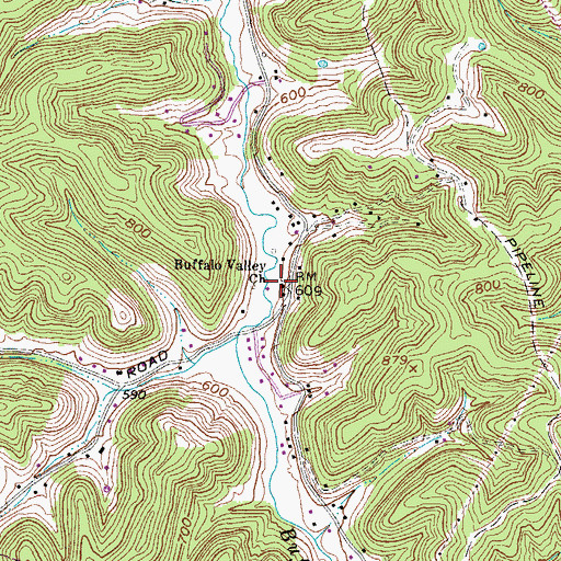 Topographic Map of Buffalo Valley Church, WV