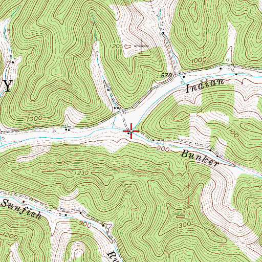 Topographic Map of Bunker Run, WV