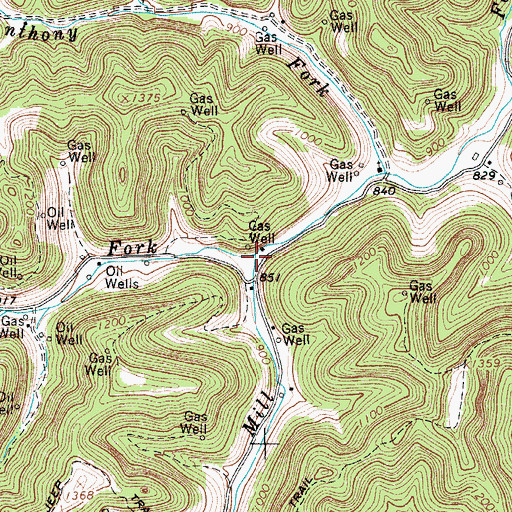 Topographic Map of Burns Fork, WV