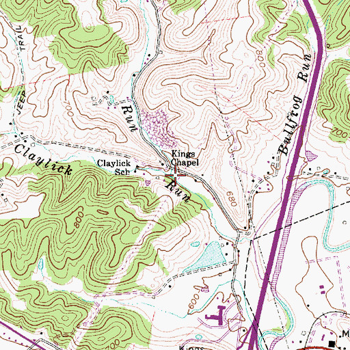 Topographic Map of Burnt Run, WV
