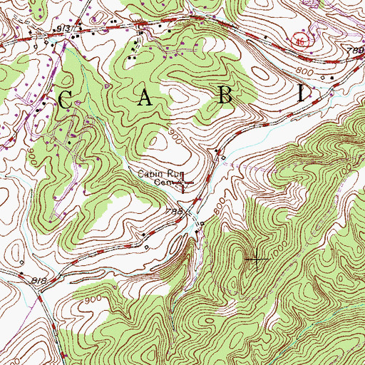 Topographic Map of Cabin Run Cemetery, WV