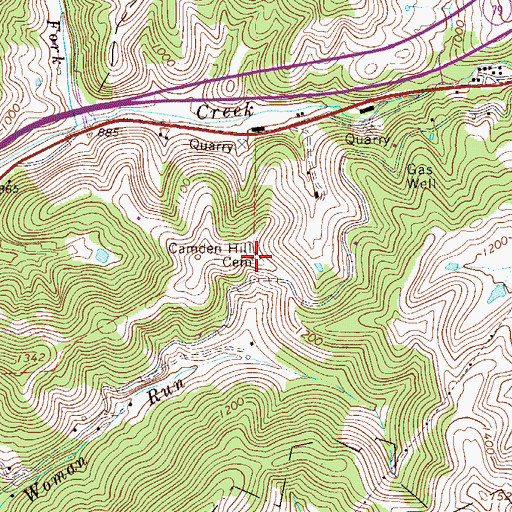 Topographic Map of Camden Hill Cemetery, WV