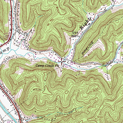 Topographic Map of Camp Creek Church, WV