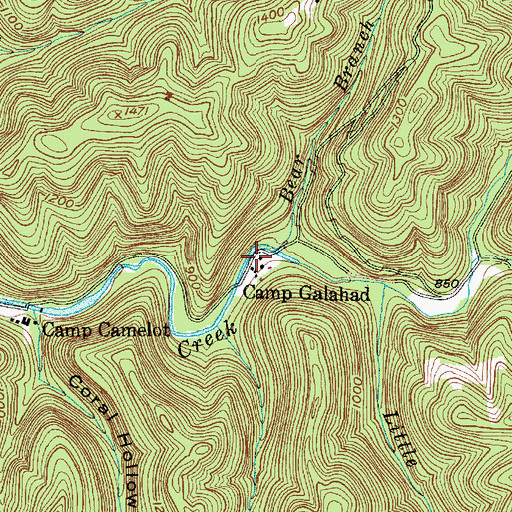 Topographic Map of Camp Galahad, WV