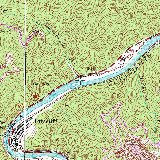 Topographic Map of Canebrake Branch, WV