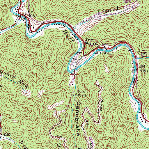 Topographic Map of Canebrake Hollow, WV