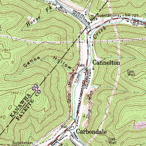 Topographic Map of Canoe Hollow, WV