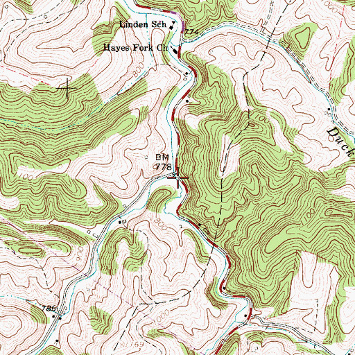 Topographic Map of Canoe Run, WV