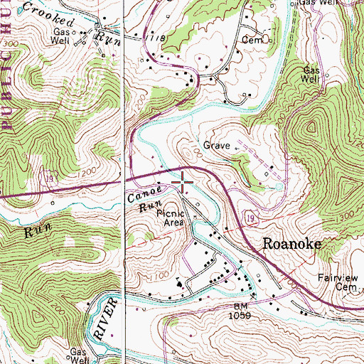 Topographic Map of Canoe Run, WV