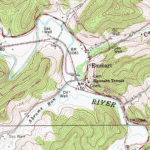 Topographic Map of Cap Run, WV