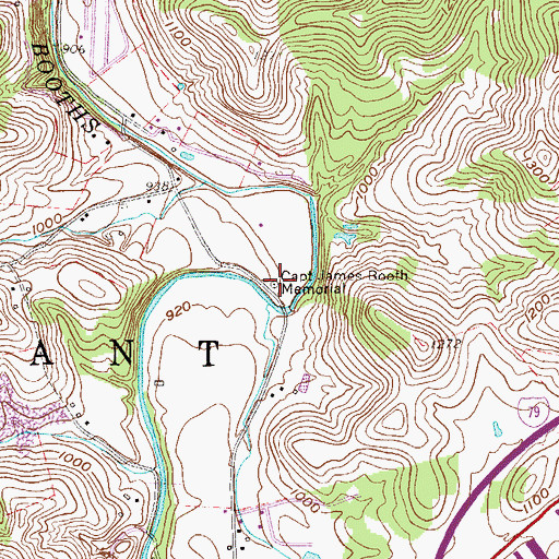 Topographic Map of Captain James Booth Memorial, WV
