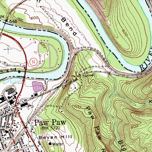 Topographic Map of Carothers Tunnel, WV