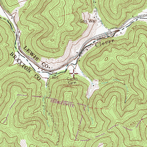 Topographic Map of Casto Cemetery, WV